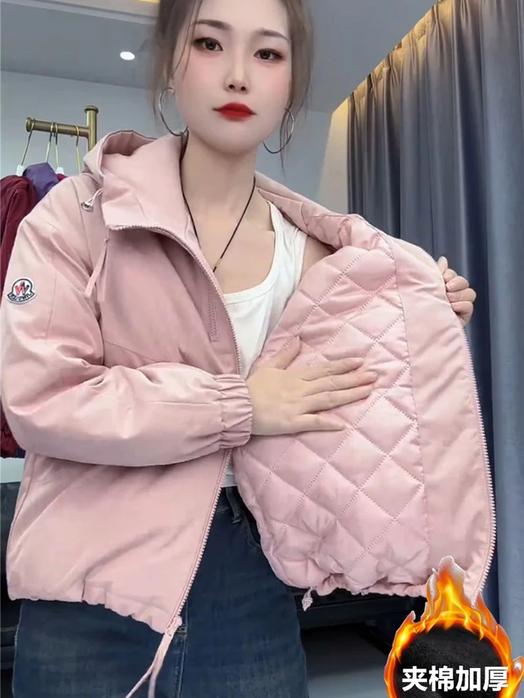 

Cotton Padded Thick Jacket For Women's Hooded Autumn and Winter New 2025 Korean Version Women's Cotton Jacket