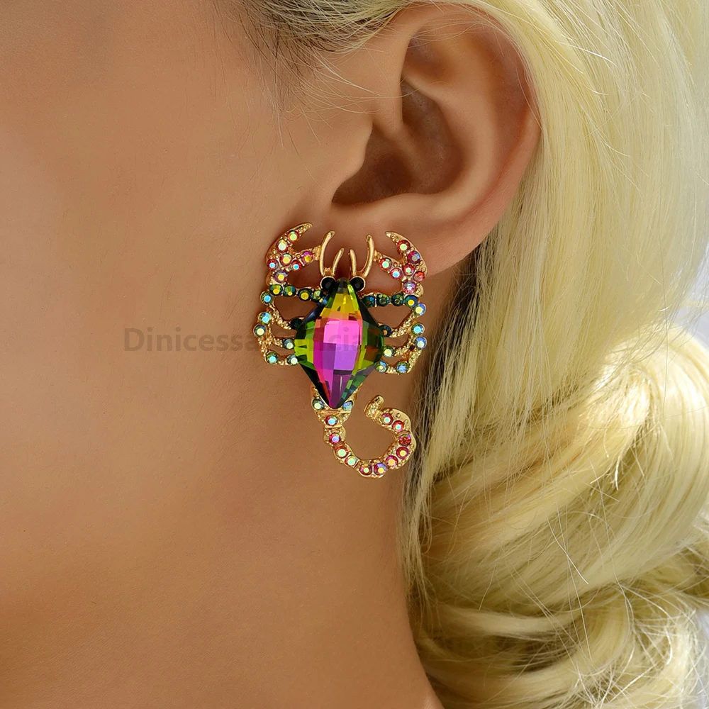 Multicolor Animal Scorpion Geometric Glass Stud Earrings Boho Luxury Unusual Exquisite Party Jewelry Accessories For Women