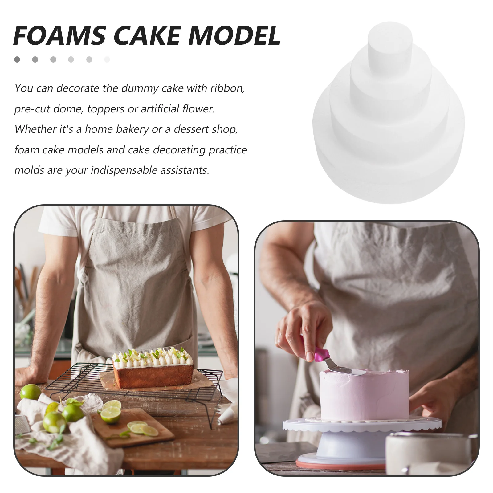 4 Pcs Foam Cake Model Toys Bakery Foams Ornament Modelling Baby Decorating Models