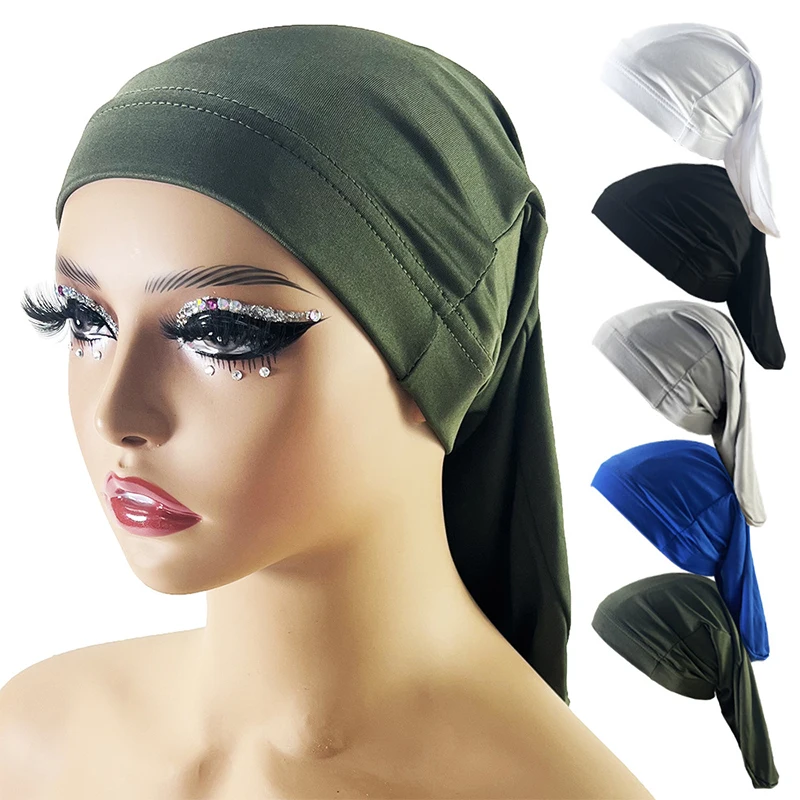 Long Satin Bonnet Sleep Cap Silk Sleeping Cap With Wide Elastic Band Loose Night Hat For Women Braids Curly Hair Natural Hair