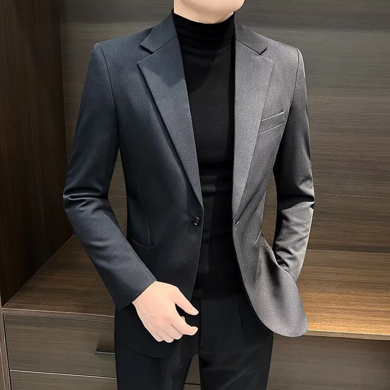 

Мужские пиджаки, весенне-осенние однотонные тонкие однобортные пальто, роскошный дизайнерский элегантный деловой мужской пиджак, пальто