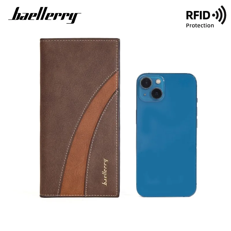 Baellerry Husband's Gift fashion Wallet RFID Blocking Billfold for Men Large Capacity Long Zip Around Wallet