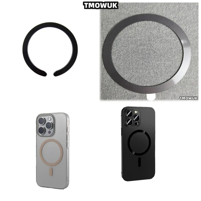 

Для iPhone 8, 11, 12, X, XR, Pro Max, Plus, Mini, для Magsafe - легкая металлическая пластина-кольцо для беспроводной зарядки