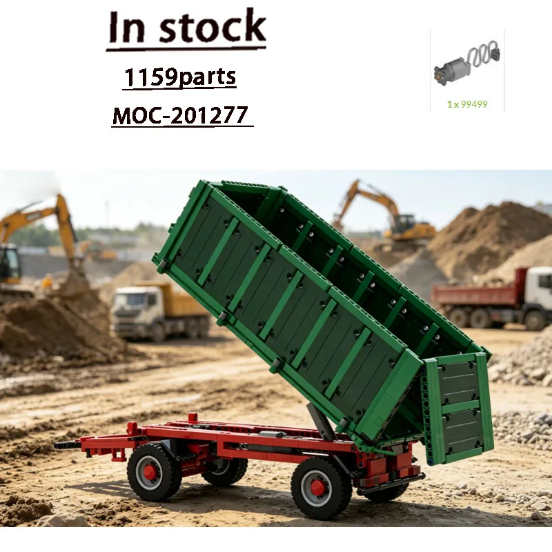 MOC-201277 City New Street Cargo Small Three-Axle Trailer Building Block Model 1159 Parts Creative Holiday Christmas Toy Gift