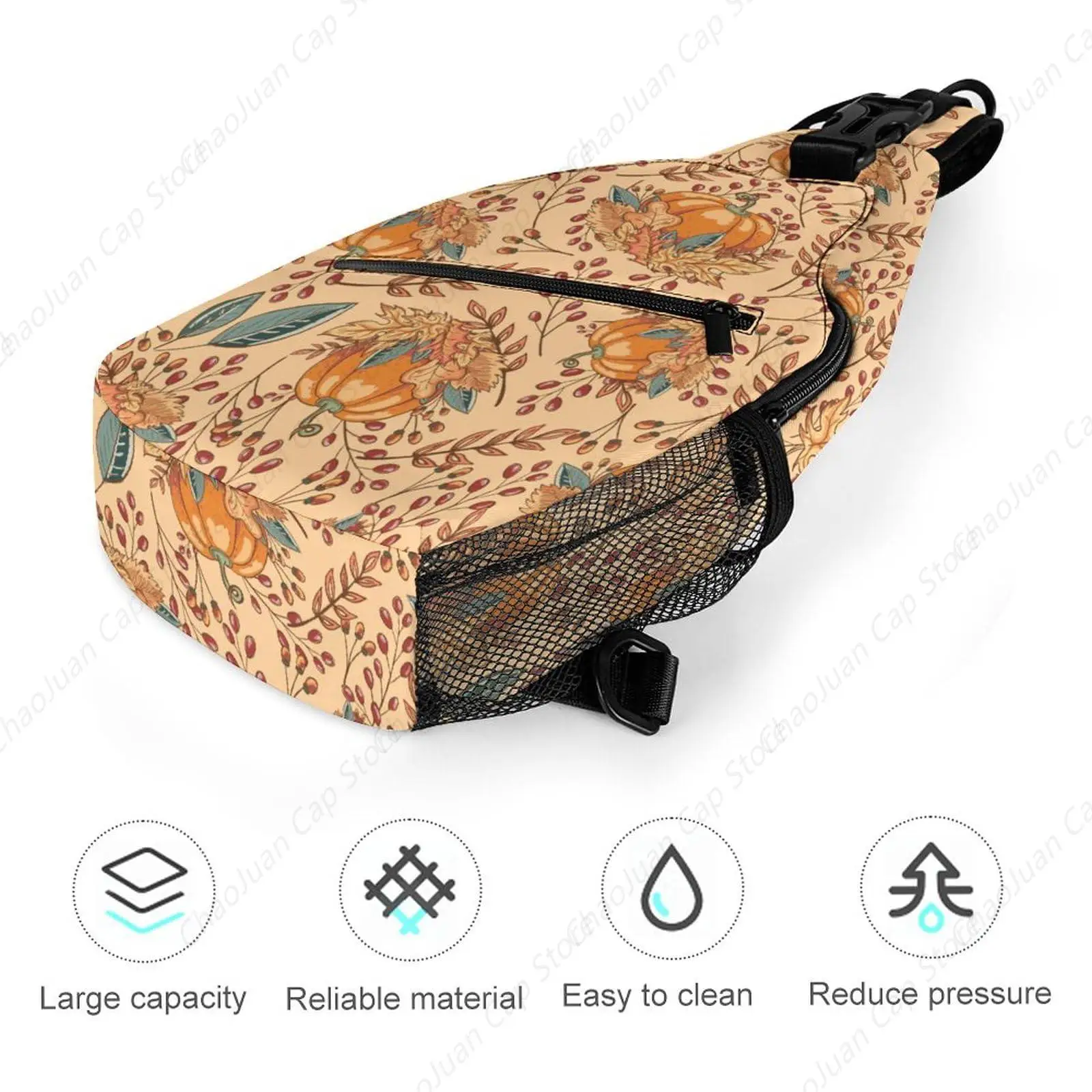 الخريف يترك اليقطين حقيبة رافعة للرجال النساء الخريف الكرتون حقيبة الكتف أكياس الصدر Crossbody Daypack للمشي لمسافات طويلة التخييم