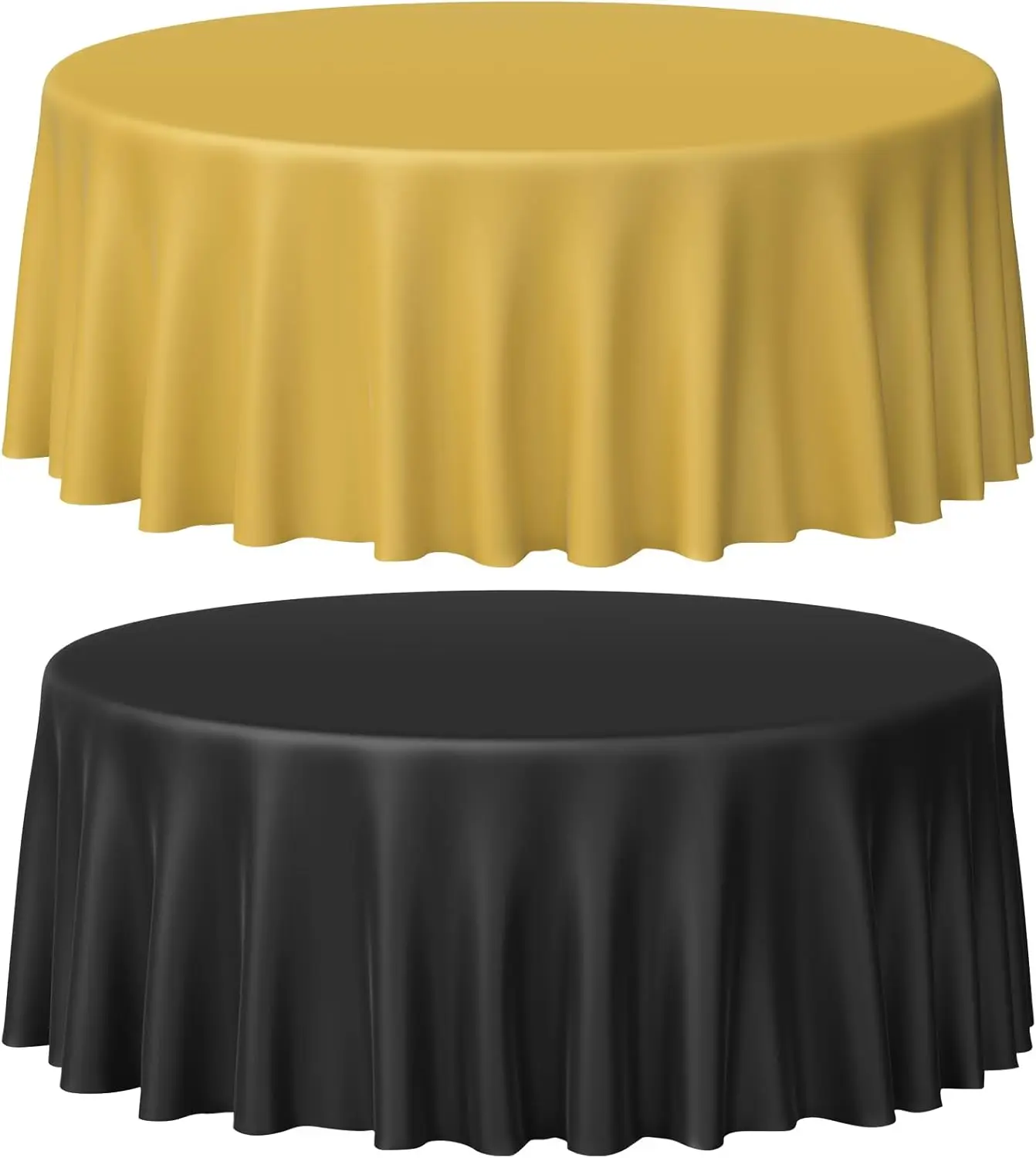 

Набор из 12 черно-золотых пластиковых скатертей оптом, одноразовые круглые скатерти для вечеринок, водонепроницаемые, 84 дюйма, для дней рождения