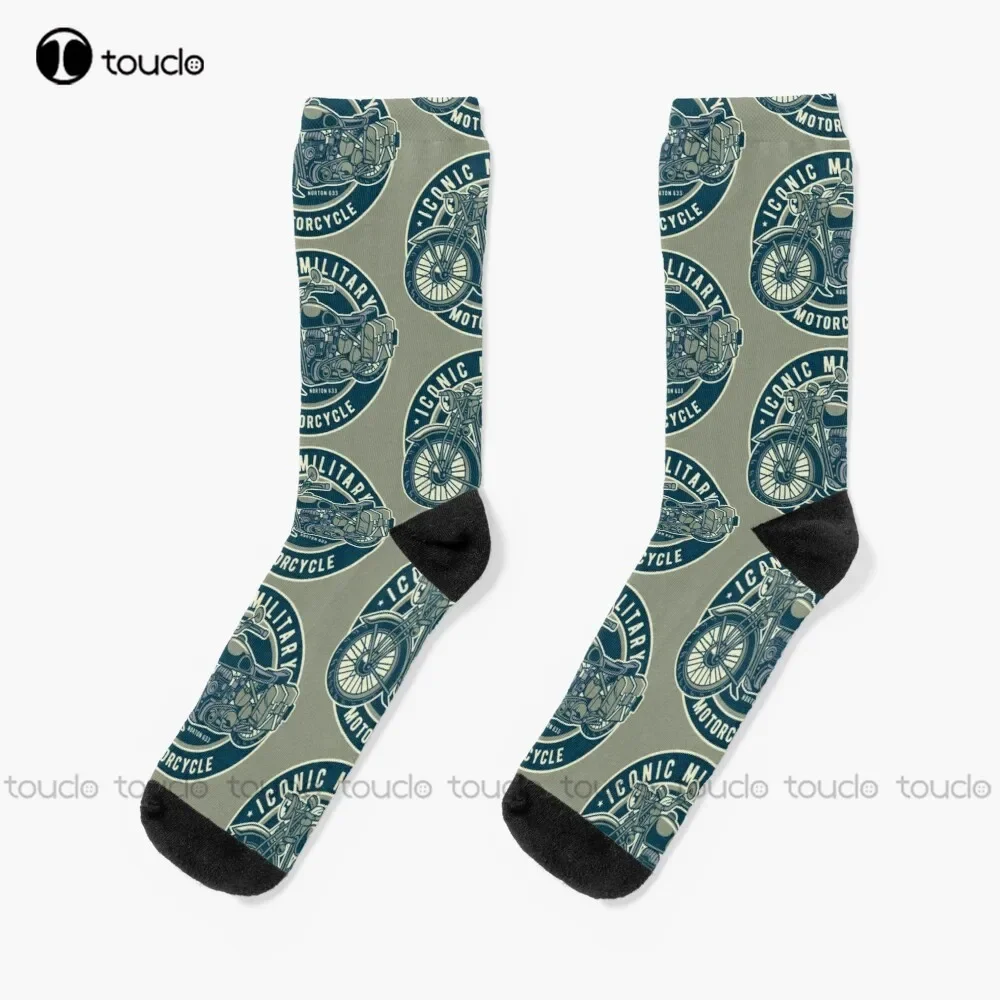 Iconic Ww2 Military Motorcycle Vintage Motorcycle Socks Cool Socks For Men Christmas New Year Gift Street Skateboard Socks 1Pair