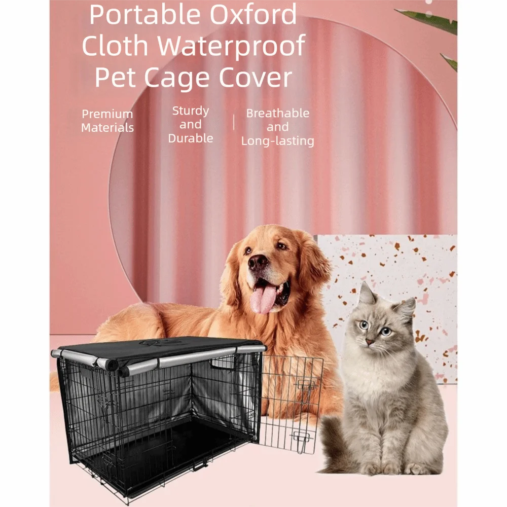 Waterproof Dog Cage Cover Thickened Warm Oxford Cloth Pet Kennel Cover Durable Machine Washable Wire Crate Sun Covers Wire Cages view 2