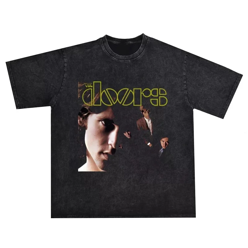 The Doors Self-Titled Debut Album Cover Graphic Washed T-Shirt Cotton Men Women Streetwear Tee