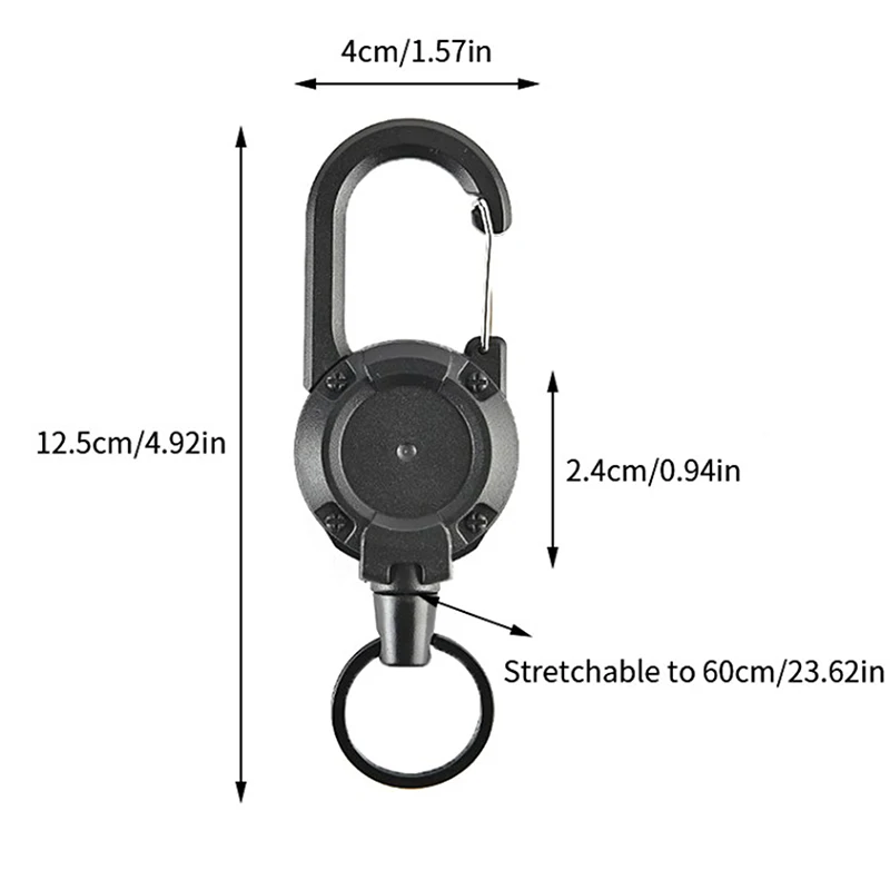 Anti-roubo Metal Keychain, Corda de fivela fácil de puxar, Corda elástica, Chaveiro retrátil, Passe de esqui, Cartão de identificação