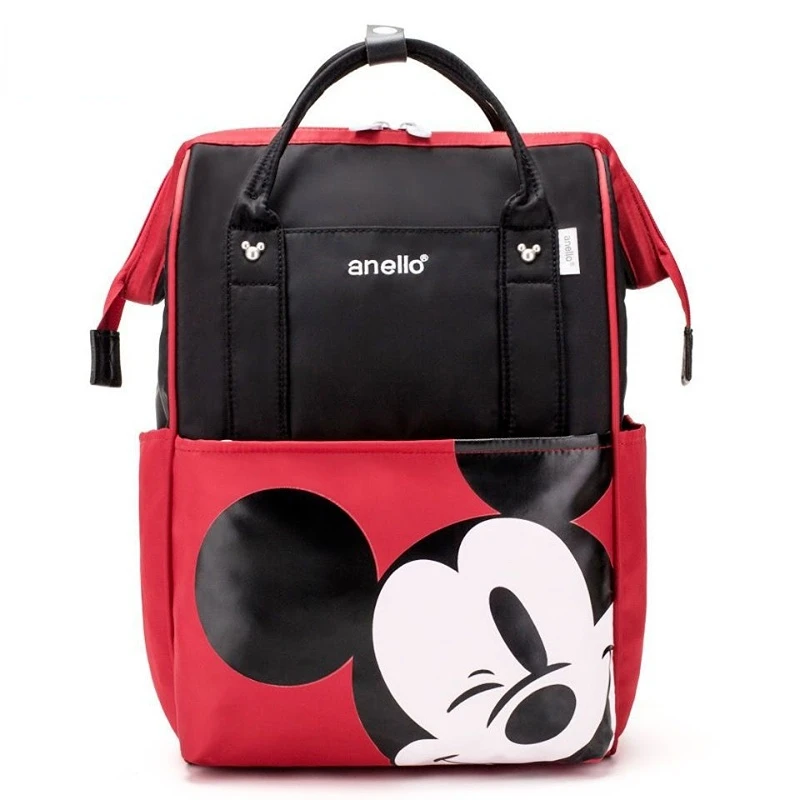 MINISO Multi-functional Girls\' Mommy Bag Backpack Embroidery Color Contrast Mickey Multi-functional Large-capacity Travel Bag