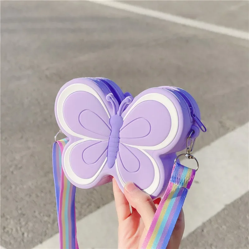 Anime Sailor Moon Bowknot Silicone Bag Kawaii Butterfly Cartoon Shoulder Bag Girl Versatile Crossbody Bag Zero Wallet Gift Kids