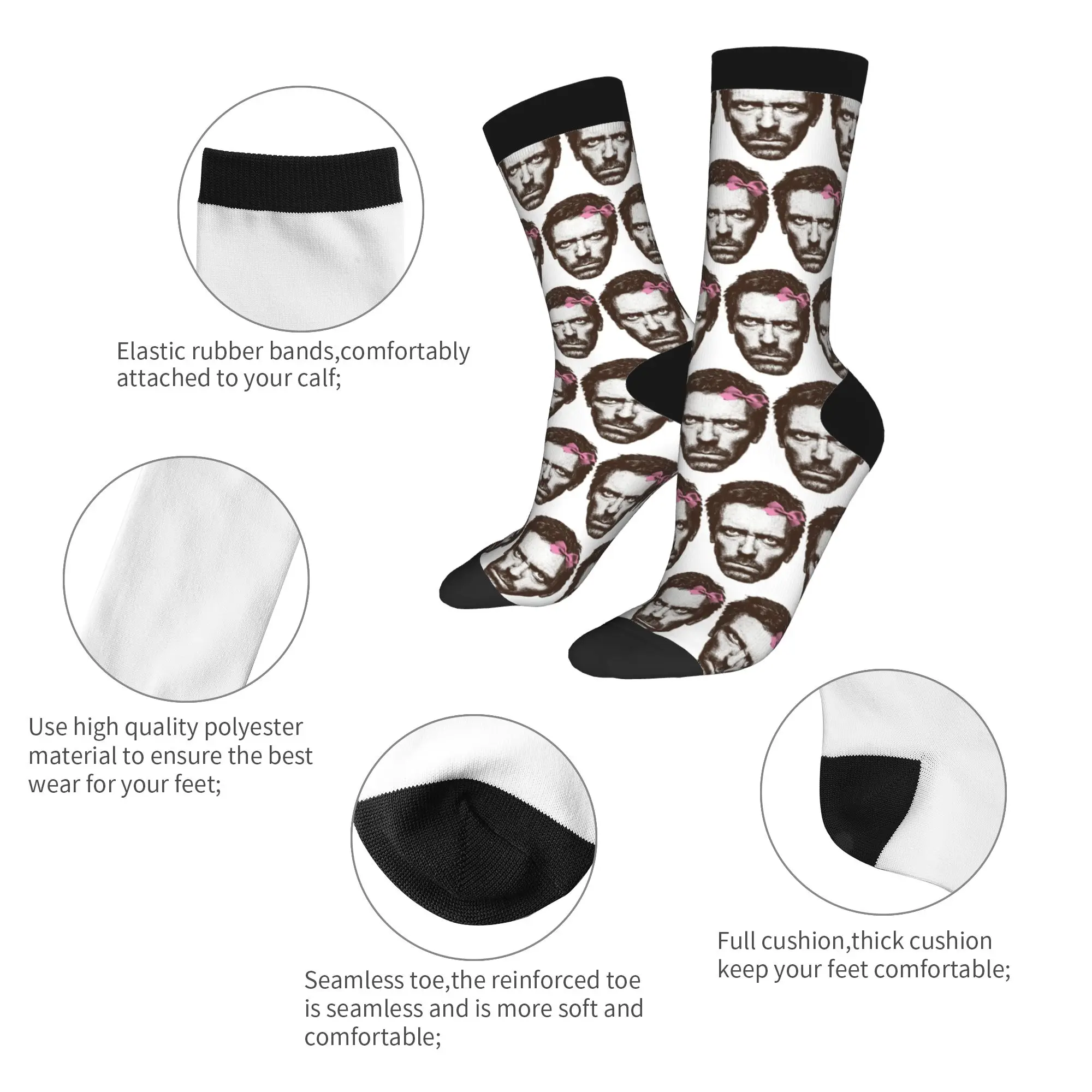 جوارب دكتور جريجوري هاوس مطبوعة على شكل رأس جوارب قوطية للجنسين جوارب تزلج ناعمة قابلة للتنفس جوارب شتوية جرافيك مضادة للعرق
