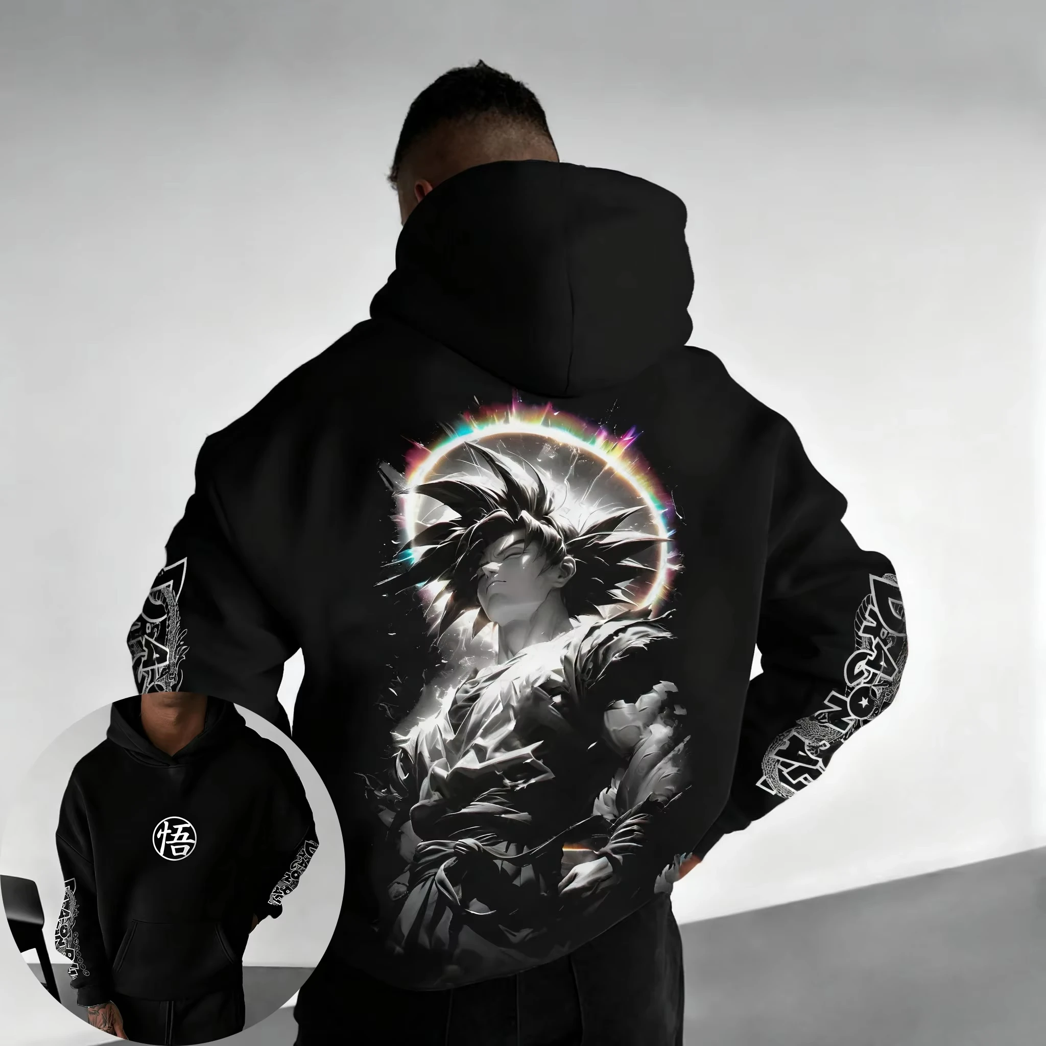 

Dragon Ball 2026 New Saiyan God Wukong Anime Print High Quality Men's Loose Casual Large Size Parent-Child Thermal Top