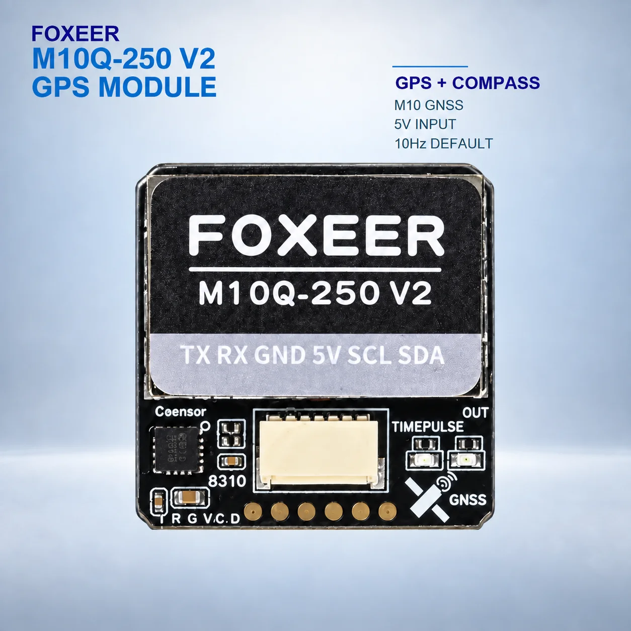 FOXEER M10Q-250 V2 GPS Module With IST8310 Compass Multi-Constellation GNSS 5V UART I2C 1.5m Accuracy For FPV Flight Controller