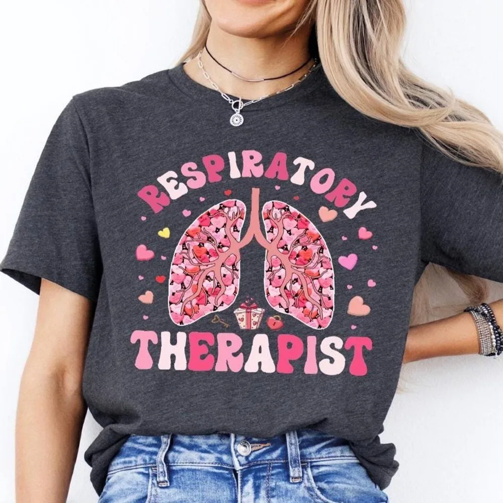 Respiratory Therapist Valentine's Day Shirt Lung Therapist tops Respiratory Therapy Shirt RT Love Tees
