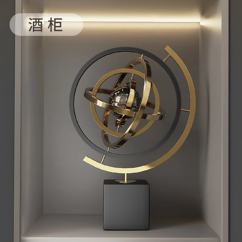 Глобус орнамент металлическая текстура элитный свет роскошная гостиная украшение дома кабинет офис настольные поделки