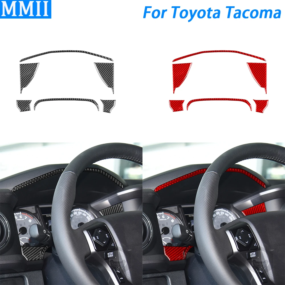 For Toyota Tacoma 2016-2021 Carbon Fiber Dashboard Speedometer Panel Trim Strips Car Interior Decoration Accessories Sticker