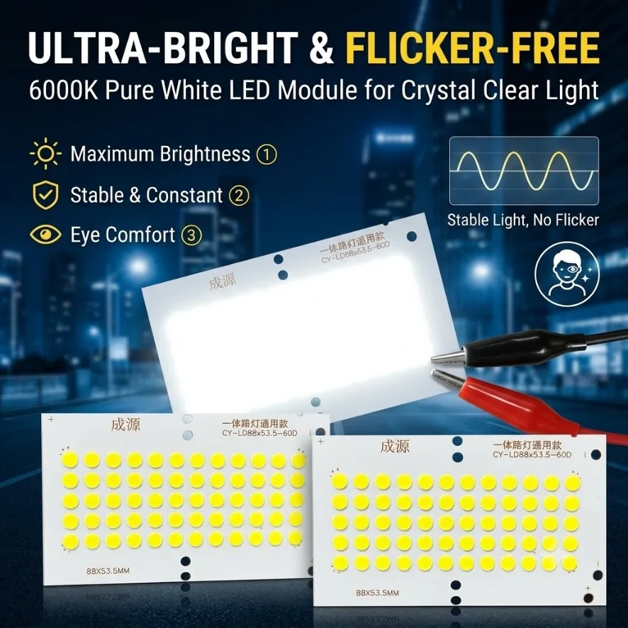 1~10PCS 6W 3V Solar Chip Light Source White Light LED COB 60 Beads Integrated Chip Portable Camping Light LED Bulb Accessories