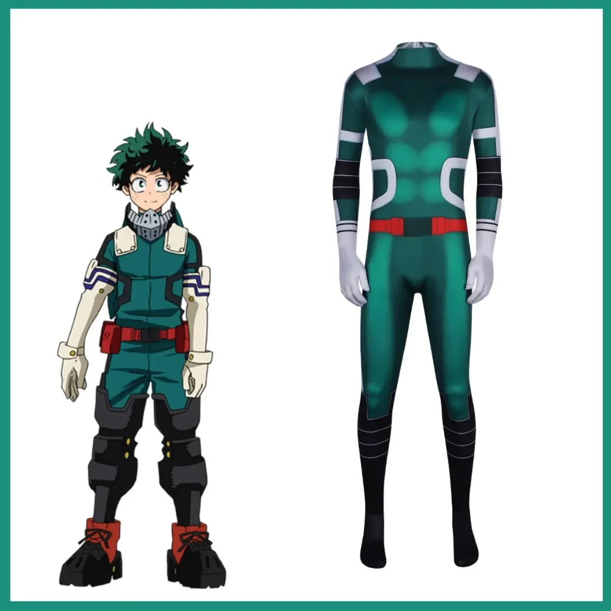 Anime My Hero Academia Midoriya Izuku Deku Cosplay Costume Wig Green Printing Jumpsuits Adult Man Woman Carnival Christmas Suit