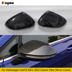 Carbon Fiber Mirror Covers For Volkswagen Golf 8 DSG R-Line 1.4T 2021 2022 2023 MK8 GTI 2.0T 1:1 Car Side Rearview Caps 2Pcs