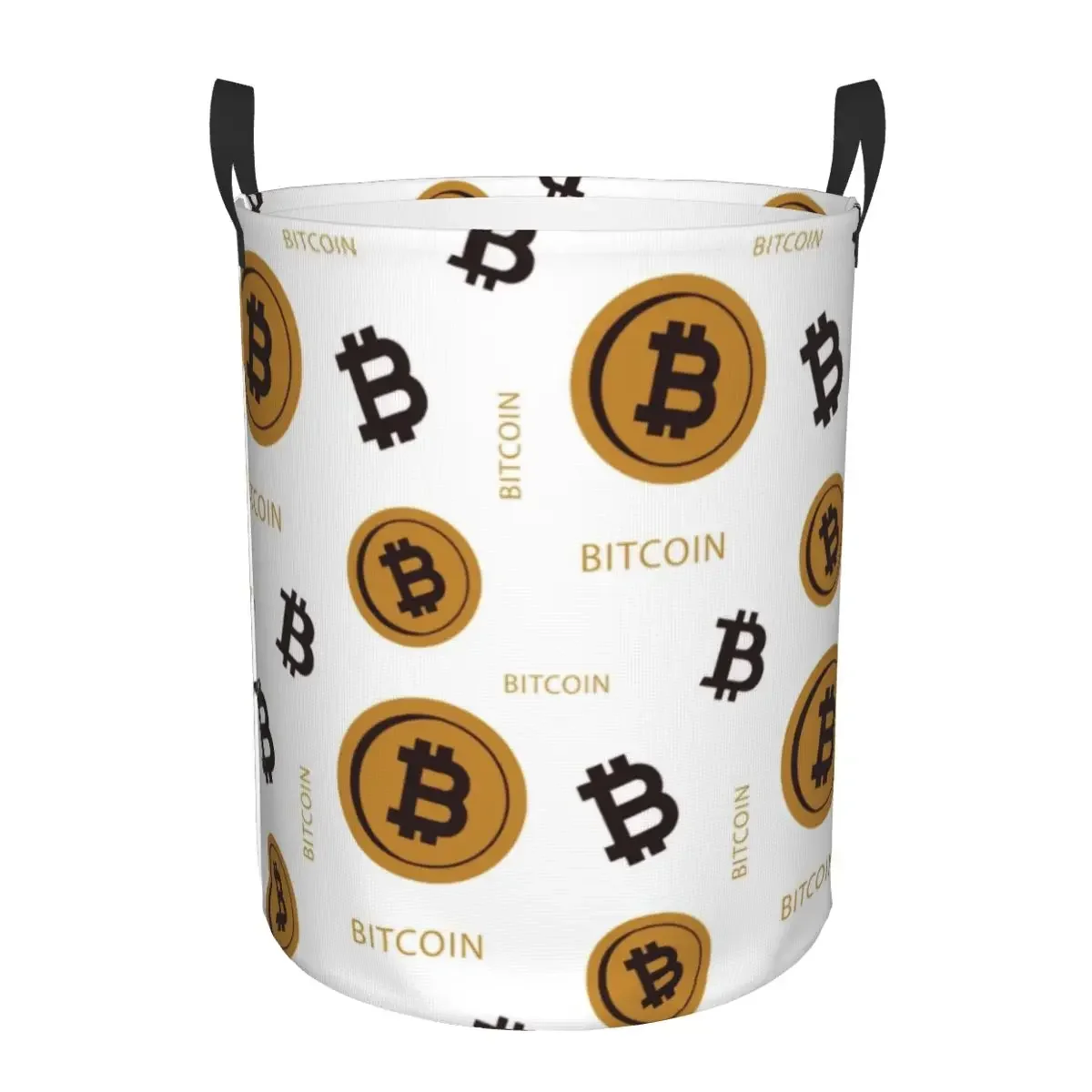 BTC Cryptocurrency Bitcoin Laundry Basket Collapsible Crypto Blockchain Clothes Hamper for Baby Kids Toys Storage Bag