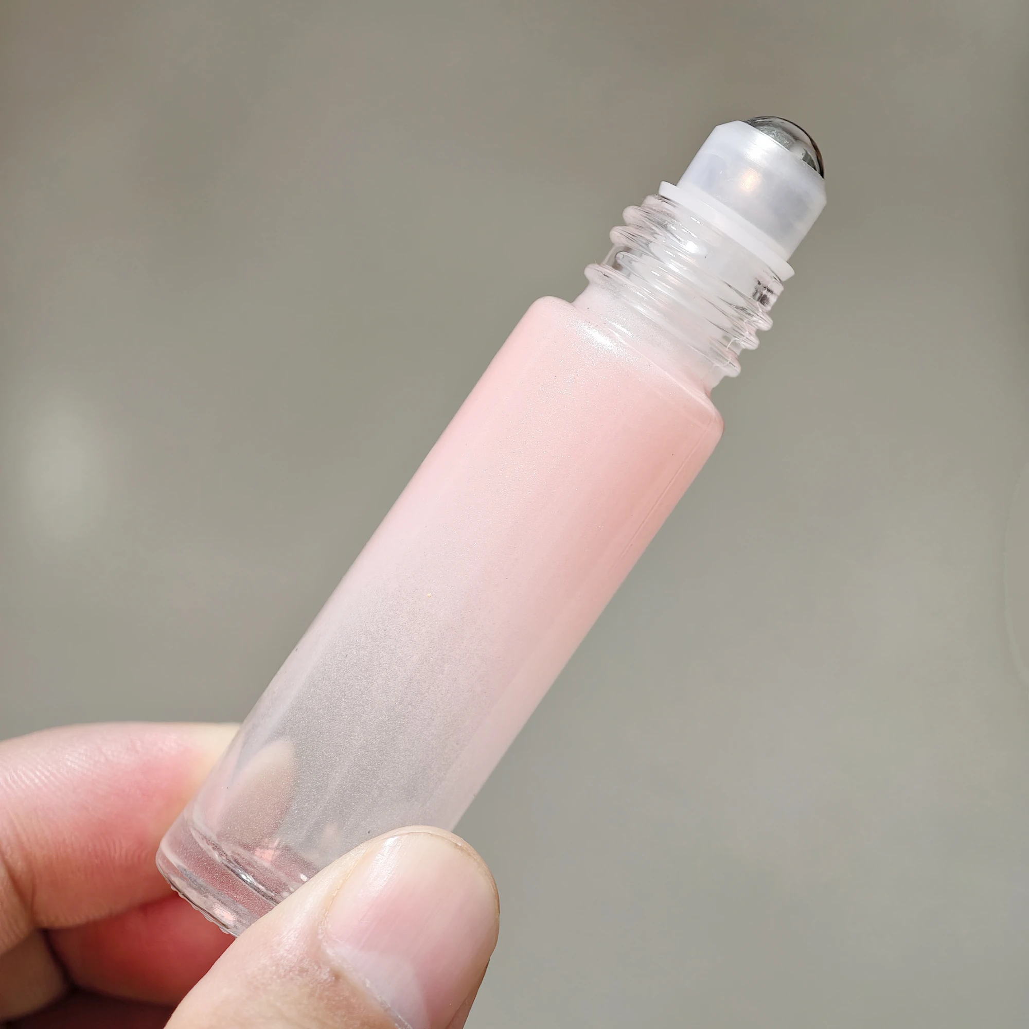 

10 шт./лот, 5 мл/10 мл, розовые толстостенные стеклянные флаконы-роллеры для эфирных масел и духов, пустые, для путешествий