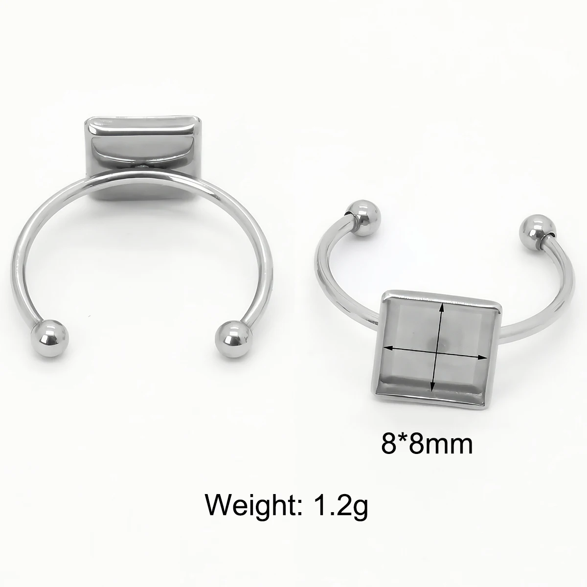 3/10 Stück Edelstahl Verstellbare Ringfassungen, Leere Basis, Verschiedene Formen, Cabochon-Knopf-Fassungen für DIY-Schmuckherstellung – Detail 12
