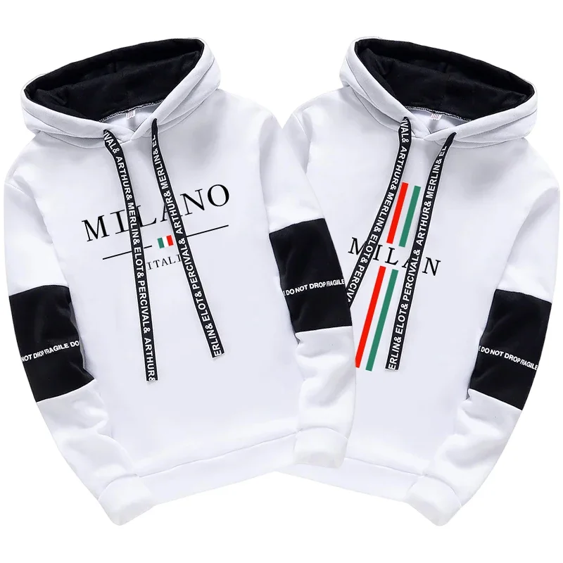 2025, Neuankömmling, Herren-Kapuzenpullover, modisch, Milan City, bedruckt, Hoodies, ganzjährig, täglich, lässig, Sport, Pullover, Streetwear