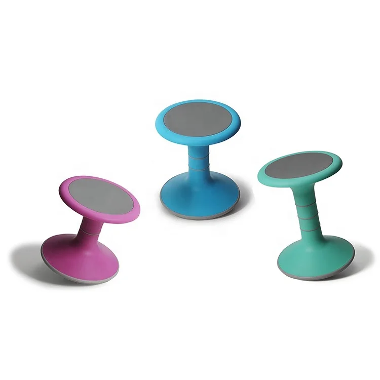 

Custom Flexible Seat Classroom Children Standing Stool Correct Posture Active Sit Stand Kid Chair Rocking Ergonomic Wobble Stool