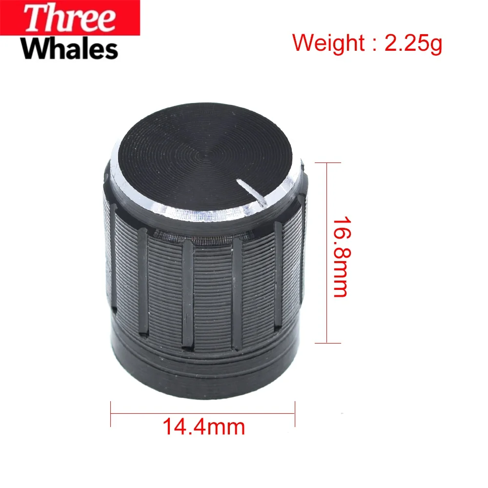 TRH 10/20/50pcs 15*17mm aluminum alloy potentiometer knob rotary switch volume control knob black For DIY