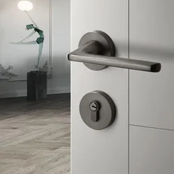 2Pcs Door Handle Quiet Lock Design No Noise Anticollision Door Locks with Keys for Bedroom Office for Family