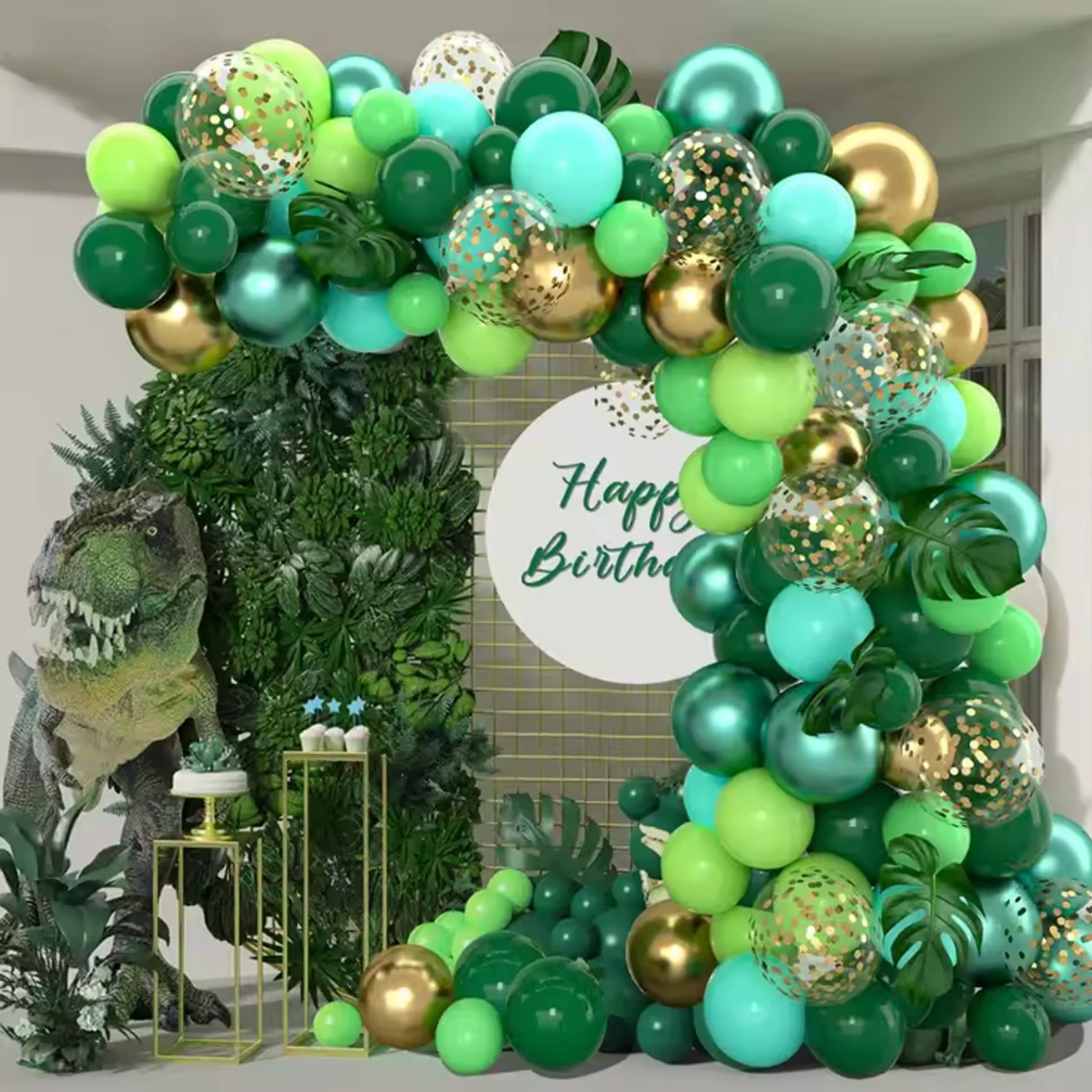 Juego de globos verdes de 130/70 piezas, adecuado para bodas, cumpleaños, fiestas, decoración de despedida de soltero