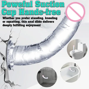 큰 젤리 딜도 현실적인 크리스탈 맑은 딜도 흡입 컵 거대한 투명 음경 거시기 항문 섹스 장난감 여성 레즈비언 성인 8 최고의 판매 큰 음경 딜도 여성을위한 딜도 - №3