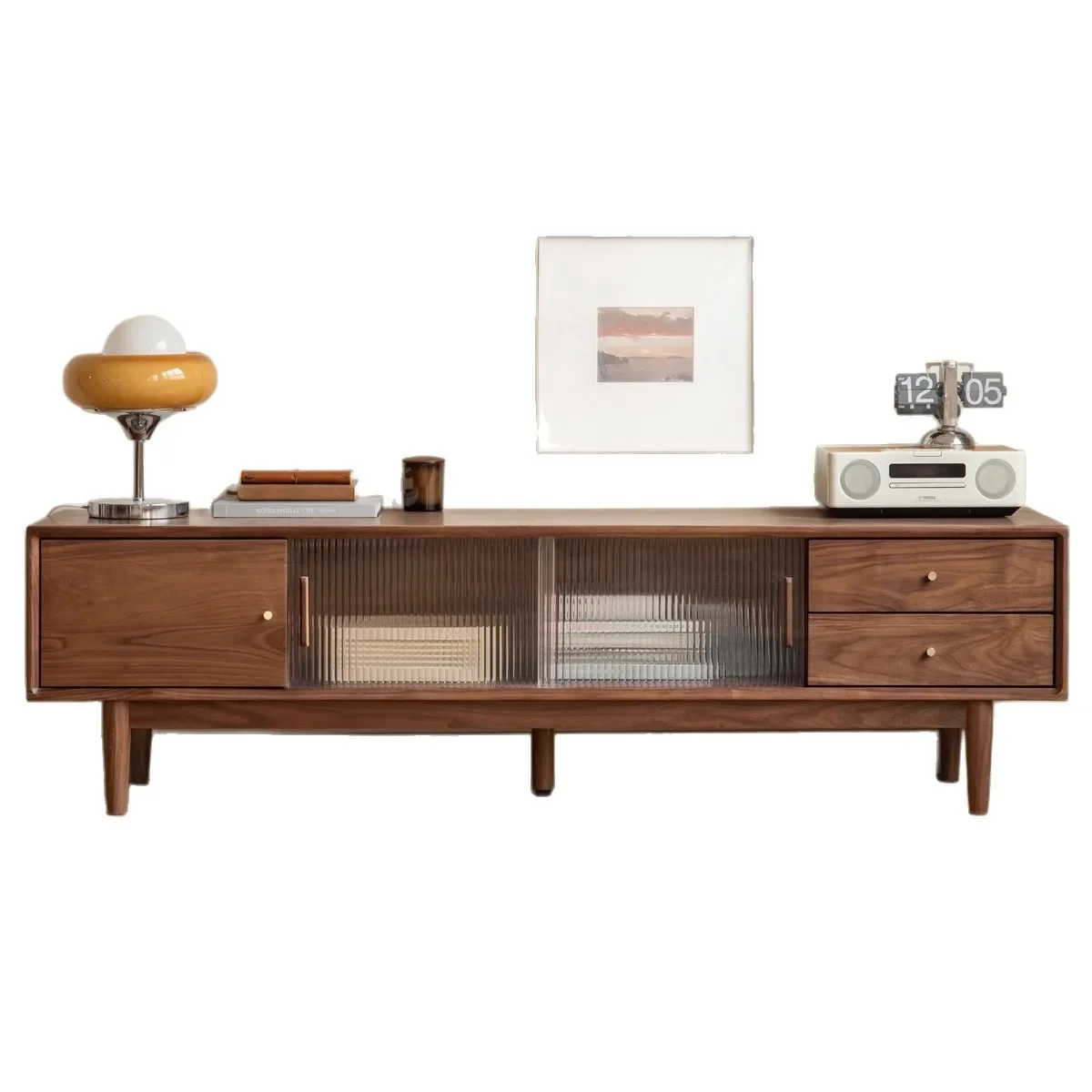 

Chinese living room floor cabinet household black walnut modern simple locker