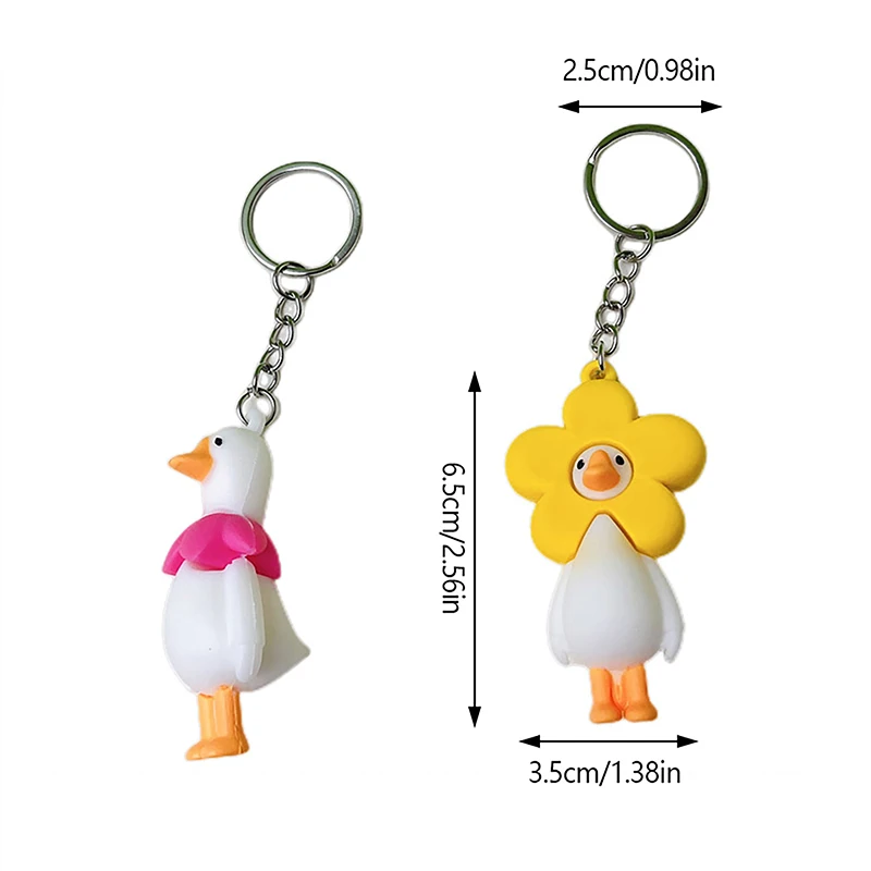 Cute Flower Duck Animal Keychain Key Ring For Women Men Friend Gift Creative Funny Cartoon Goose Doll Bag Car Key Pendant