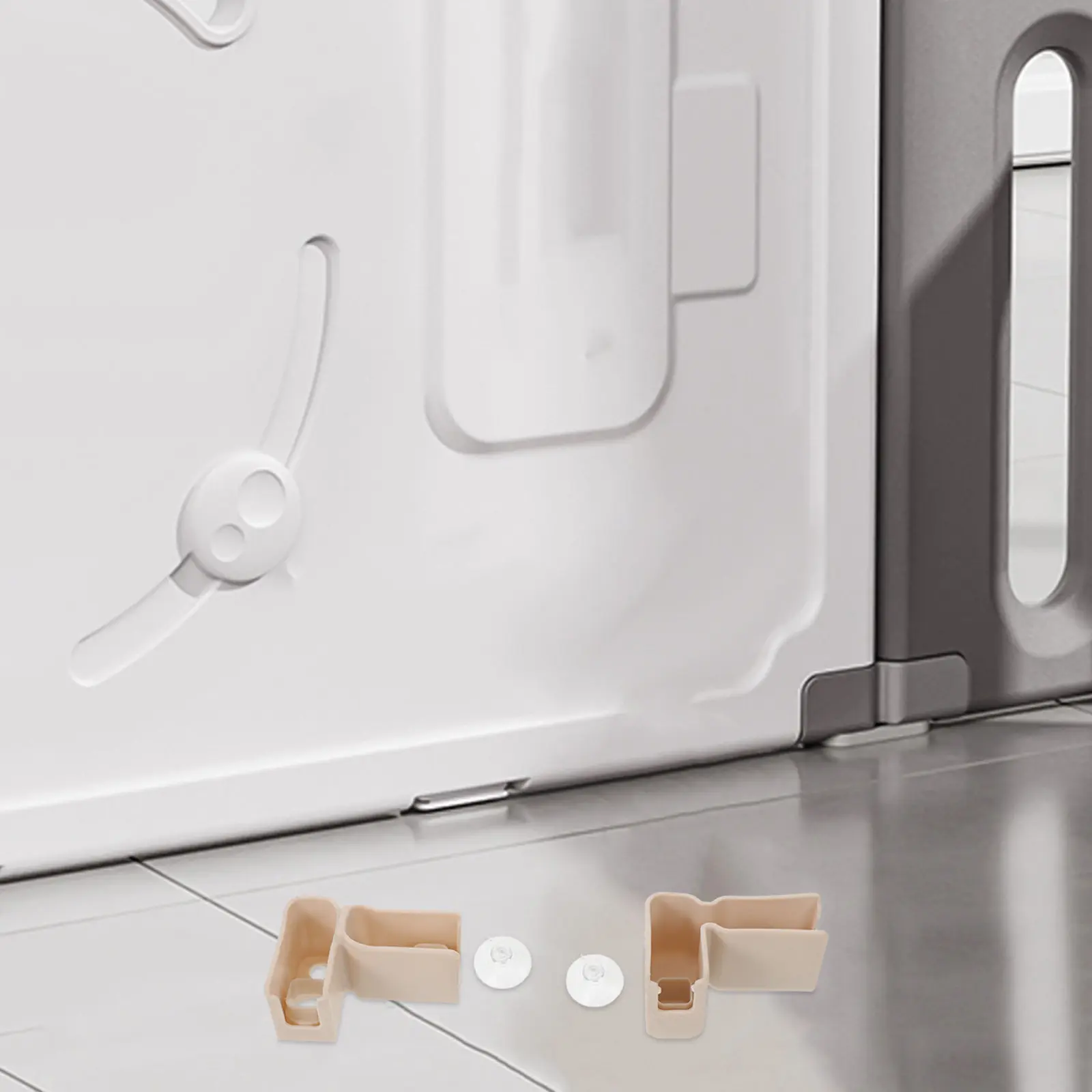 2セットのプレイヤードコネクター、吸盤付きL字型プラスチックフェンス継手、ベビープレイヤード用ライトグレー交換用ジョイント、屋内用