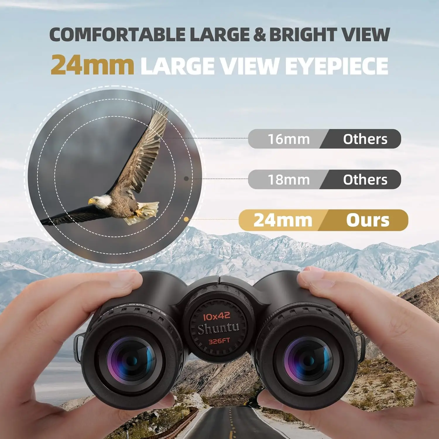 Shuntu 10x42 8x42 ED Binoculars Waterproof Fogproof Magnesium Alloy Body BAK4 Prism High Power Telescope Bird Watching Hunting