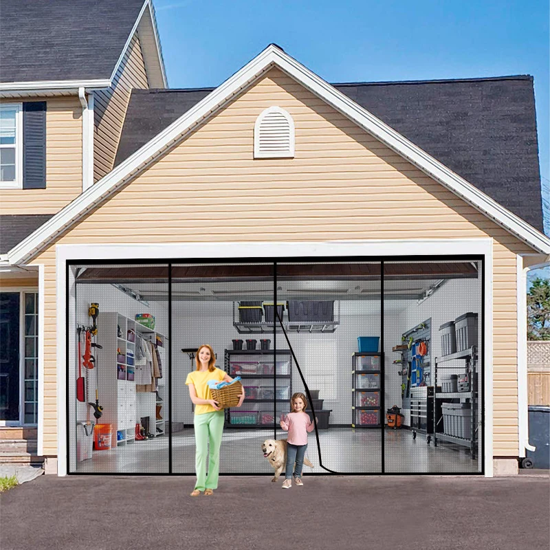 Afbeelding 3: Groot formaat magnetisch garagedeurgordijn Aangepast formaat klamboe Anti-vlieginsectenscherm gebruikt in paviljoenen Balkons Buitentent