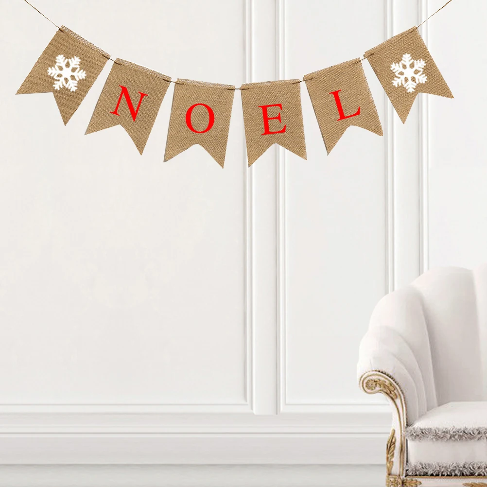 

Reusable Christmas Pull Flag Bunting Linen Banner Home Office Wall Decoration Fireplace Tree Hallway Xmas