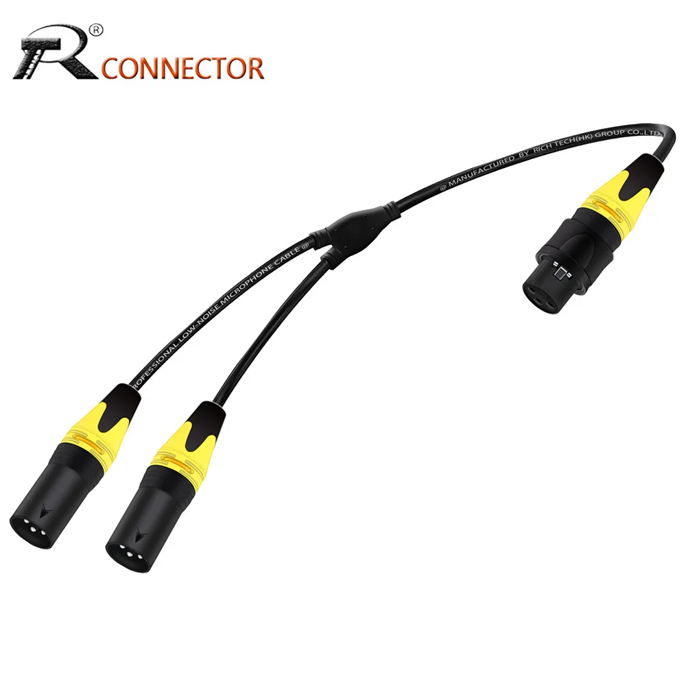 

Waterproof 3Pin XLR Female Jack to Dual XLR Male Plug Y Splitter Balanced MIC Audio Extension Cable for Amplifier Mixer