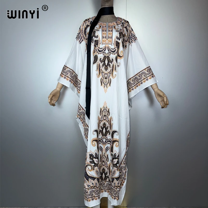 

WINYI muslim woman dresses long down kaftan party Dress Middle East Female loose holiday abaya dubai luxury Caftan