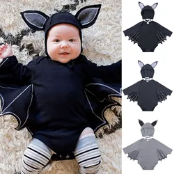 Newborn Baby Autumn My First Halloween Suit Newborn Baby Boy Cosplay Costume Infant Cute Pumpkin Bat Hoodie Bodysuit 0-12 Months