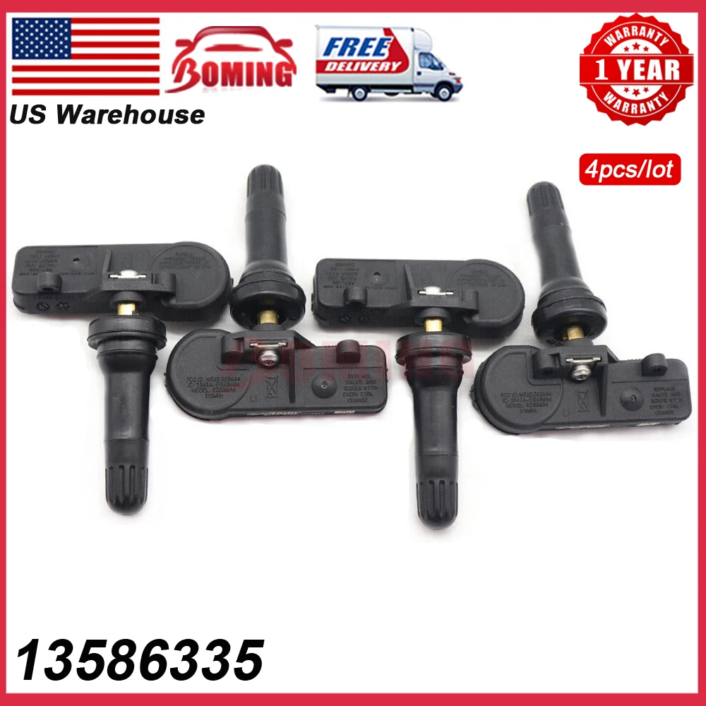 4PCS Tire Pressure TPMS Sensor 13586335 Fits For GMC Chevrolet Cadillac Buick Hummer Pontiac Saturn 15922396 25920615 315MHZ