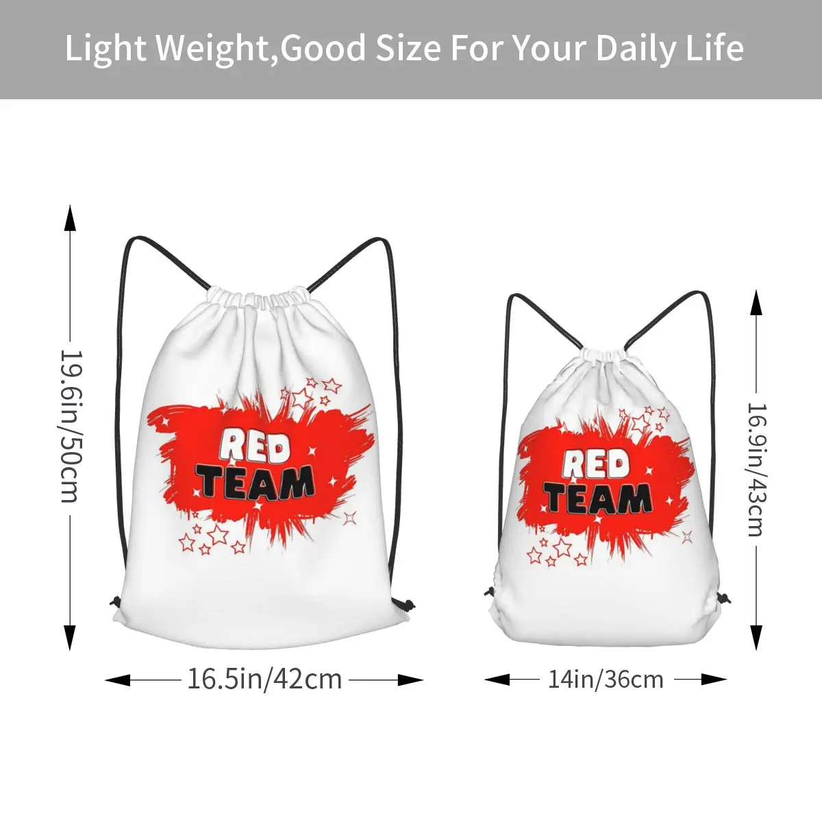 Red Team With Stars Backpacks Casual Drawstring Bags Sports Bag Book Bags for Travel School