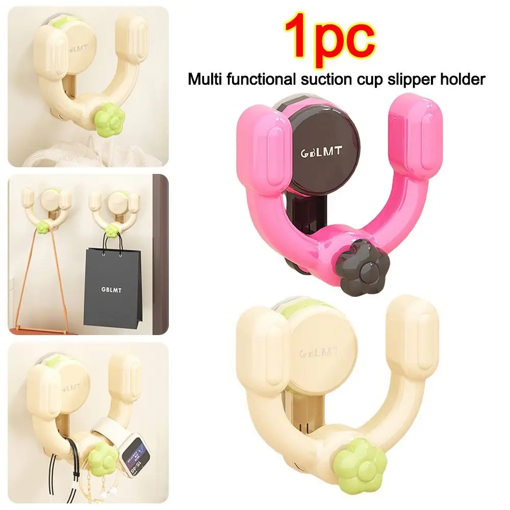 

Durable Suction Cup Slipper Rack Wall-mounted Drainable Shoe Rack Slippers Storage Rack Bathroom
