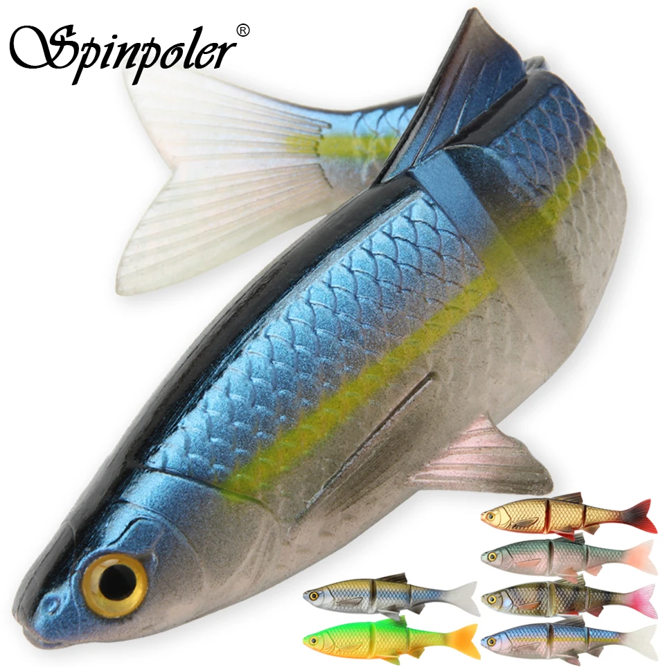 Spinpoler 3 Jointed 3D Baitfish Sinking Lure 8cm 9.6cm 13cm Soft Fishing Bait Swimbait Pike/Bass Fishing Freshwater Saltwater