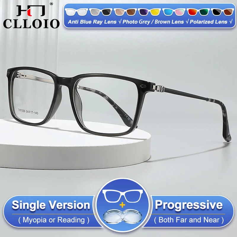 

CLLOIO Очки в минималистском стиле с квадратным дизайном, защита от синего света, мужские фотохромные очки по рецепту, прогрессивные оптические очки