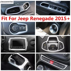 For Jeep Renegade 2015 - 2023 Accessories Air AC Outlet Vent / Shift Gear Water Cup / Door Speaker / Navigation Frame Cover Trim