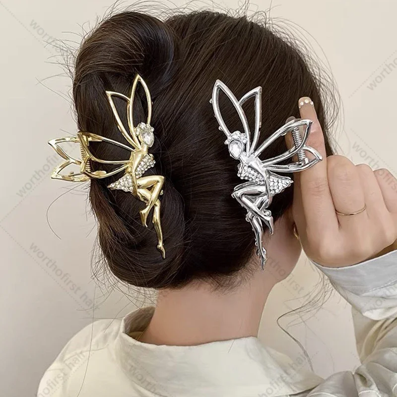 Fashion Hair AccessoriesElf Girl Hair Clip Temperament Elegant Metal Rhinestone Hairpin High-grade Hair Claw